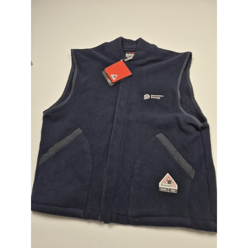 Bulwark Vest Mens XL Blue Flame Resistant FR Fleece Polartec Dominion Energy